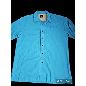 Nordictrack Button Down Short Sleeve Medium‎ Blue Shirt
